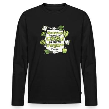 Rien n’a aussi bon goût qu’être végétalien se sent végétalien - T-shirt manches longues Premium bio Homme - noir - Devant - Nico (187cm)