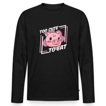 Too Cute To Eat Vegans Plant-Based Vegan Veganism - Men's Premium Organic Long Sleeve Shirt - black - Front - Nico (187cm)