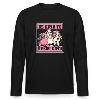 Be Kind To Every Kind Vegan Vegans Plant-Based - Men's Premium Organic Long Sleeve Shirt - black - Front - Nico (187cm)