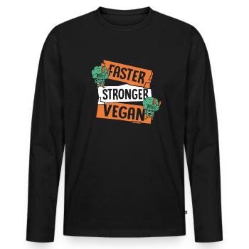 Schneller Stärker Vegan Veganer Pflanzlich Vegan - Männer Premium Bio Langarmshirt - Schwarz - Vorne - Nico (187cm)