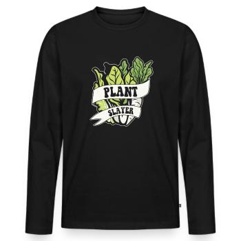 Plant Slayer Vegan Vegans Vegans Végétalisme à base de plantes - T-shirt manches longues Premium bio Homme - noir - Devant - Nico (187cm)