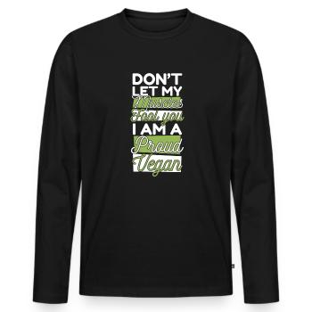 Lass dich nicht von meinen Muskeln täuschen pflanzlich vegan - Männer Premium Bio Langarmshirt - Schwarz - Vorne - Nico (187cm)