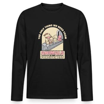 The Only Thing We Need From Animals Vegan Veganism - Men's Premium Organic Long Sleeve Shirt - black - Front - Nico (187cm)