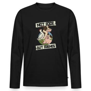 Nicht Essen, sondern Freunde Veganer Veganer Pflanzlich - Männer Premium Bio Langarmshirt - Schwarz - Vorne - Nico (187cm)