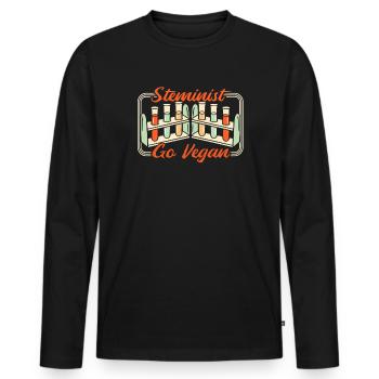 Steminist Go Vegan Wissenschaftlerin stärkt Frauen - Männer Premium Bio Langarmshirt - Schwarz - Vorne - Nico (187cm)