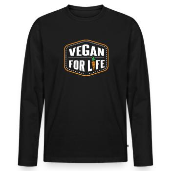 Vegan For Life Plant-Based Vegan Vegans Veganism - Men's Premium Organic Long Sleeve Shirt - black - Front - Nico (187cm)