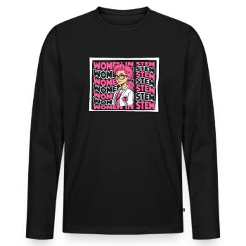 Frauen im MINT-Bereich MINT-Wissenschaftlerin stärkt Frauen - Männer Premium Bio Langarmshirt - Schwarz - Vorne - Nico (187cm)
