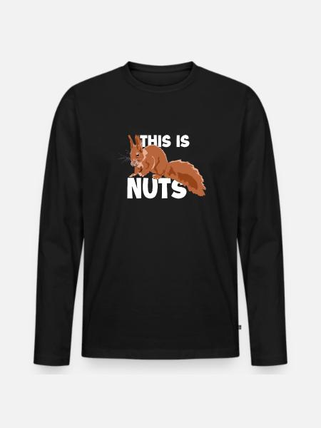This Is Nuts Fuchshörnchen Grauhörnchen - Männer Premium Bio Langarmshirt - Schwarz