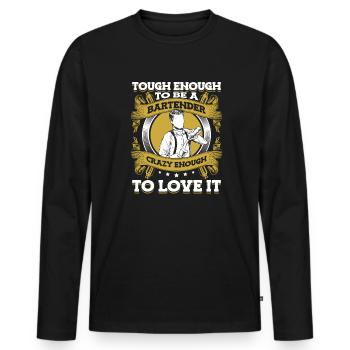Assez dur pour être un barman assez fou pour - T-shirt manches longues Premium bio Homme - noir - Devant - Nico (187cm)