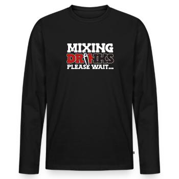 Mixing Drinks Please Wait Barmann Bartender - Männer Premium Bio Langarmshirt - Schwarz - Vorne - Nico (187cm)