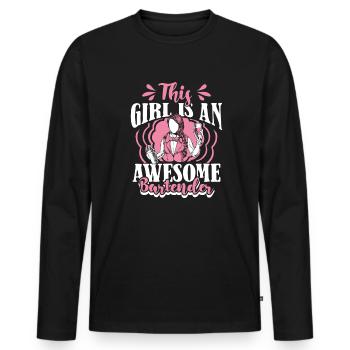 This Girl Is An Awesome Bartender Barmann Bardame - Männer Premium Bio Langarmshirt - Schwarz - Vorne - Nico (187cm)