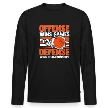 Offense Wins Games Defense Wins Championships - Männer Premium Bio Langarmshirt - Schwarz - Vorne - Nico (187cm)