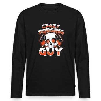 Crazy Forging Guy Kunstschmied Blacksmith Forging - Men's Premium Organic Long Sleeve Shirt - black - Front - Nico (187cm)