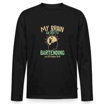 My Brain is 95% Bartending Barmann Bartender - Men's Premium Organic Long Sleeve Shirt - black - Front - Nico (187cm)