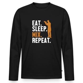 Eat Sleep Mix Repeat Bartender Mixologist Barman - T-shirt manches longues Premium bio Homme - noir - Devant - Nico (187cm)