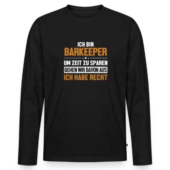 Barkeeper hat immer Recht Barmann Bartender - Männer Premium Bio Langarmshirt - Schwarz - Vorne - Nico (187cm)
