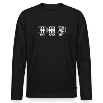 Good Better Best Astronaut Cosmonaut Spaceship - Men's Premium Organic Long Sleeve Shirt - black - Front - Nico (187cm)