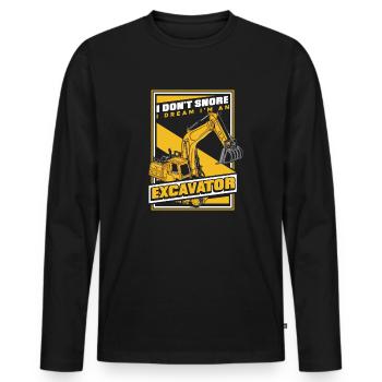 Je rêve que je suis une grue de cycle de service d’excavatrice - T-shirt manches longues Premium bio Homme - noir - Devant - Nico (187cm)