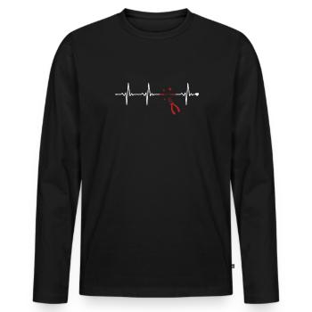 Electrician Heartbeat Elektroinstallateur - T-shirt manches longues Premium bio Homme - noir - Devant - Nico (187cm)