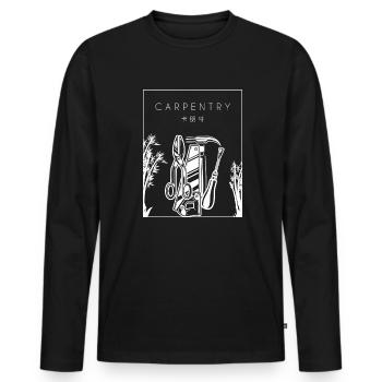 Charpentier Chinois Hanzi Charpentier Mécanicien du bois - T-shirt manches longues Premium bio Homme - noir - Devant - Nico (187cm)