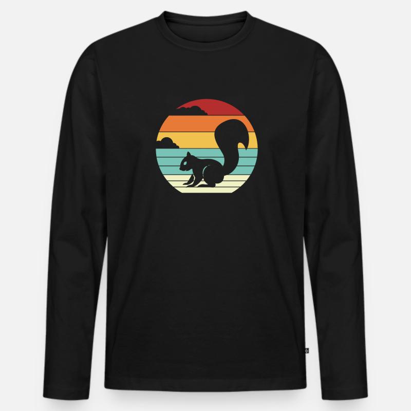 Retro Grauhörnchen Squirrel Fuchshörnchen - Männer Premium Bio Langarmshirt - Schwarz