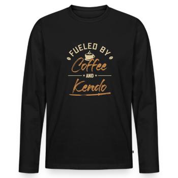 Fueled by Coffee and Kendo Kenjutsu Kata Katana - Men's Premium Organic Long Sleeve Shirt - black - Front - Nico (187cm)