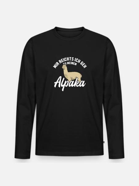 Mir reichts ich geh zum Alpaka Pako Lama Huacaya - Männer Premium Bio Langarmshirt - Schwarz
