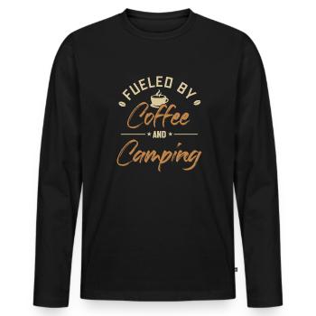 Fueled by Coffee and Camping Tents Glamping - Men's Premium Organic Long Sleeve Shirt - black - Front - Nico (187cm)