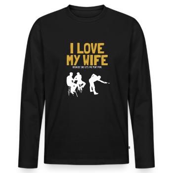 I love my Wife Pool Billiards Snooker - Männer Premium Bio Langarmshirt - Schwarz - Vorne - Nico (187cm)