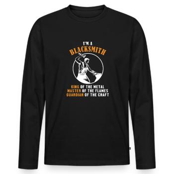 Blacksmith King Master Guardian Kunstschmied - Men's Premium Organic Long Sleeve Shirt - black - Front - Nico (187cm)