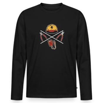 Ingénieur électricien Électricien Électronicien - T-shirt manches longues Premium bio Homme - noir - Devant - Nico (187cm)