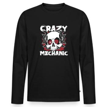 Crazy Mechanic Car Mechanic Mechatronics Technician Automotive - Men's Premium Organic Long Sleeve Shirt - black - Front - Nico (187cm)