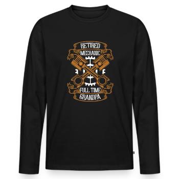 Retired Mechanic Full Time Grandpa Master Motor Vehicle - Men's Premium Organic Long Sleeve Shirt - black - Front - Nico (187cm)