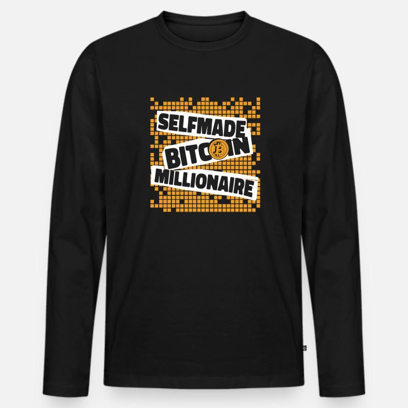 Selfmade Bitcoin Millionaire Blockchain Crypto - Männer Premium Bio Langarmshirt - Schwarz