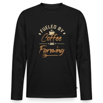 Fueled by Coffee and Farming Agriculture Farmer - Men's Premium Organic Long Sleeve Shirt - black - Front - Nico (187cm)