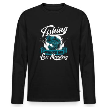 La pêche me rend moins meurtrier Pêcheur de spin - T-shirt manches longues Premium bio Homme - noir - Devant - Nico (187cm)