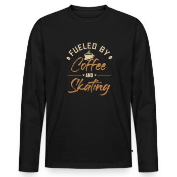 Fueled by Coffee and Skating Skaterboy Skatepark - Men's Premium Organic Long Sleeve Shirt - black - Front - Nico (187cm)