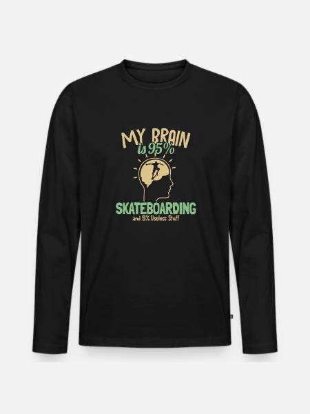 My Brain is 95% Skateboarding Skaterboy Skatepark - Männer Premium Bio Langarmshirt - Schwarz