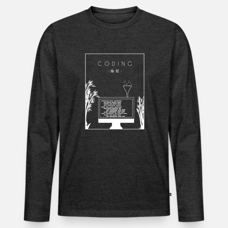 Codage Chinois Hanzi Développeur Codeur Programmeur T-shirt manches longues Premium bio Homme