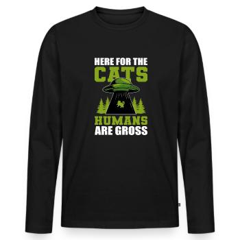 Ici Pour Les Chats Les Humains Sont Grossiers Hauskatze - T-shirt manches longues Premium bio Homme - noir - Devant - Nico (187cm)