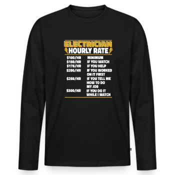 Électricien Tarif horaire Électronicien Électricien - T-shirt manches longues Premium bio Homme - noir - Devant - Nico (187cm)