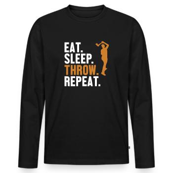 Manger Dormir Lancer Répéter Concours de lancer de hache - T-shirt manches longues Premium bio Homme - noir - Devant - Nico (187cm)