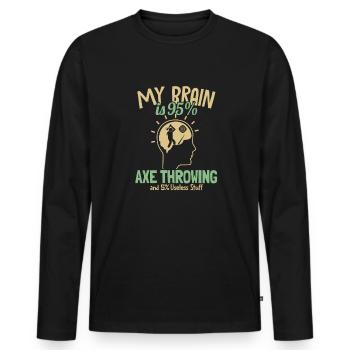 My Brain is 95% Axtwerfen Axe Throwing Game Axe - Men's Premium Organic Long Sleeve Shirt - black - Front - Nico (187cm)