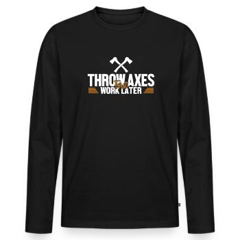 Lancer des haches Premier travail plus tard Hache de jeu de lancer de hache - T-shirt manches longues Premium bio Homme - noir - Devant - Nico (187cm)