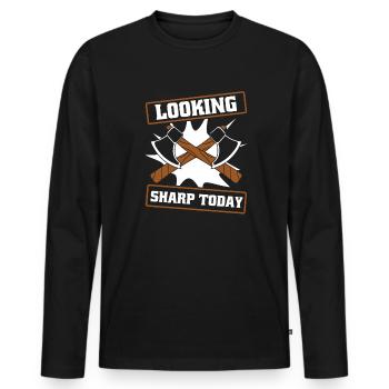 Scharf aussehen heute Axtwurfspiel Axtwerfer - Männer Premium Bio Langarmshirt - Schwarz - Vorne - Nico (187cm)