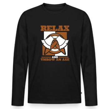 Relax And Throw An Axe Axe Throwing Game Axe - Men's Premium Organic Long Sleeve Shirt - black - Front - Nico (187cm)