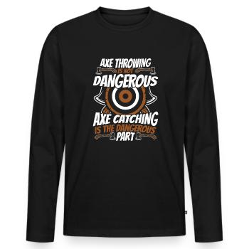 Axtwerfen ist kein Axtwerfen - Männer Premium Bio Langarmshirt - Schwarz - Vorne - Nico (187cm)