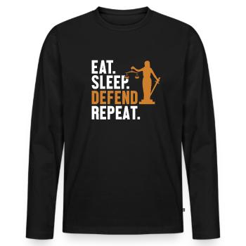 Manger, dormir, défendre, récidiver, conseiller juridique Droit - T-shirt manches longues Premium bio Homme - noir - Devant - Nico (187cm)