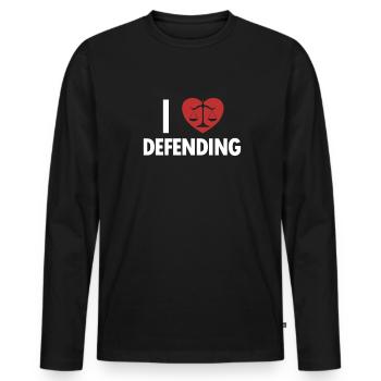 I Love Defending Attorney General Legal Counsel - Men's Premium Organic Long Sleeve Shirt - black - Front - Nico (187cm)