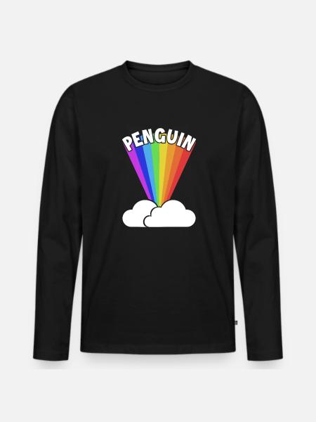 Penguin Rainbow Kaiserpinguin Seevogel - Männer Premium Bio Langarmshirt - Schwarz
